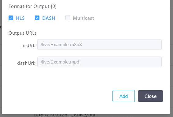Pull streaming output HLS and DASH