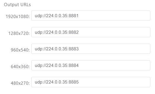 Pull stream multicast output URLs