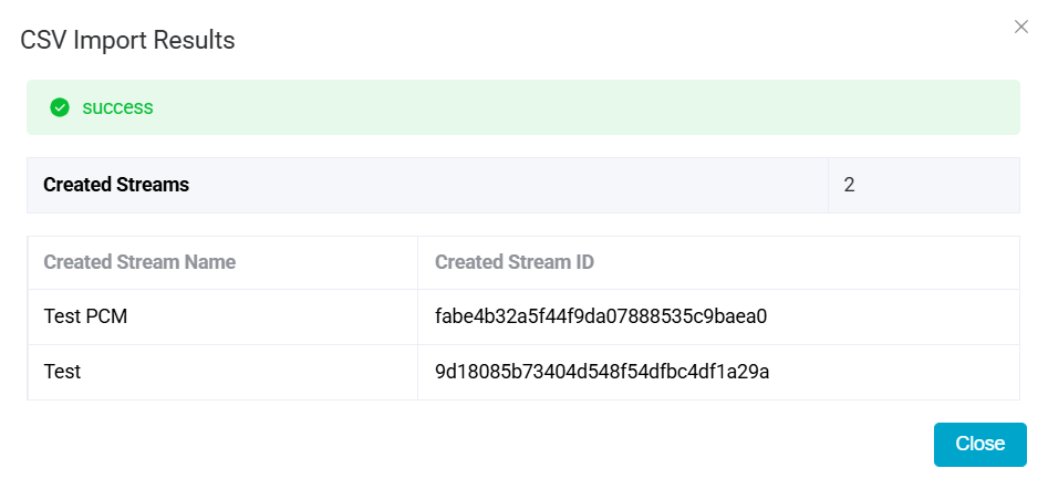 CSV Import success