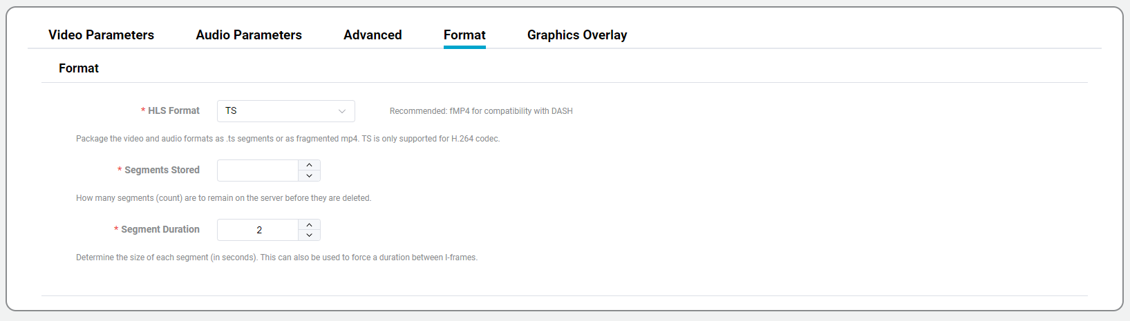 Edit Format Parameter Details