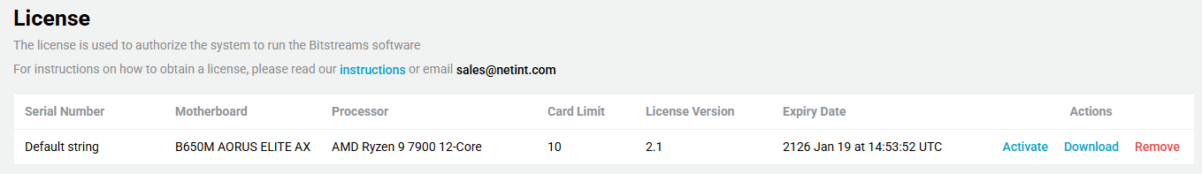 license page