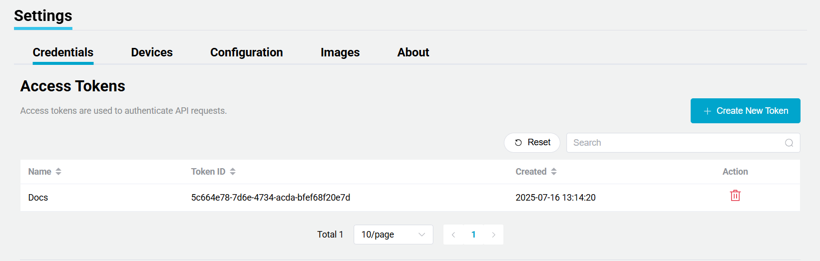 Settings Access Token