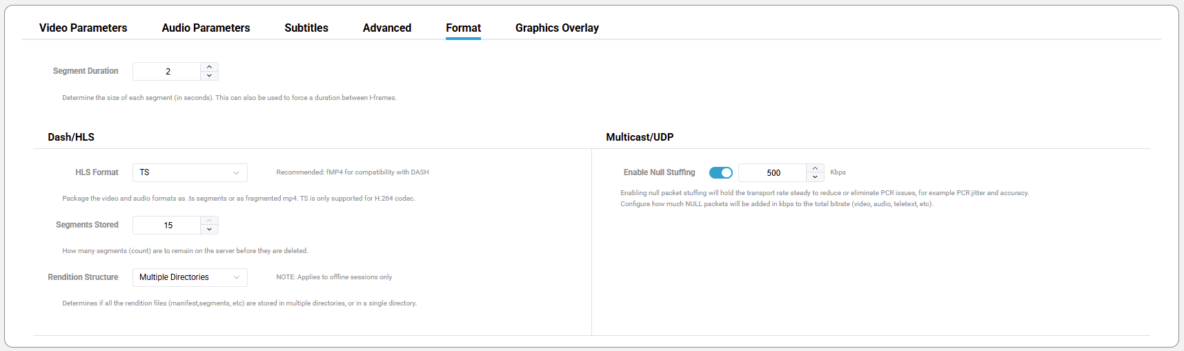 Edit Format Parameter Details