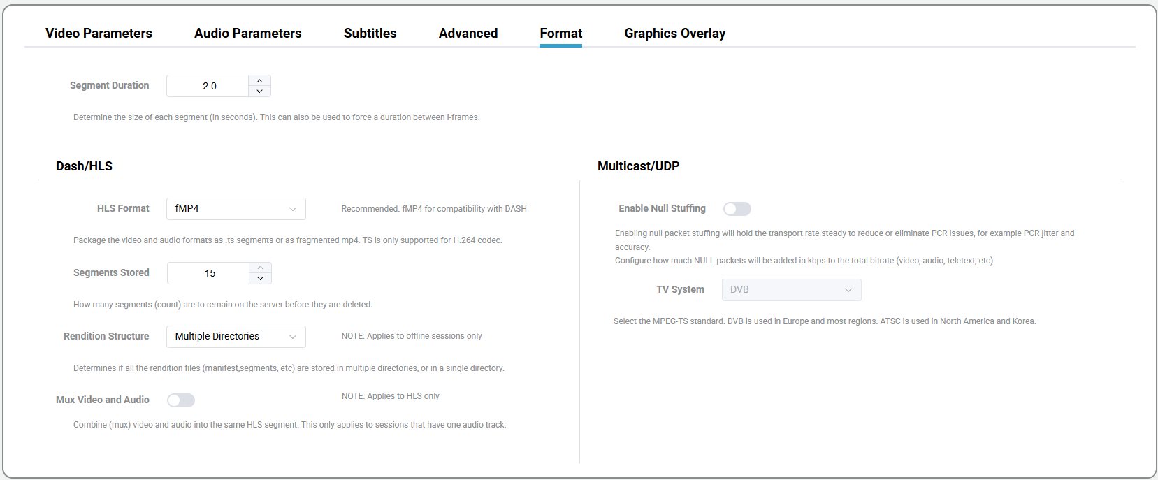 Edit Format Parameter Details